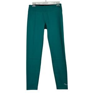 Saucony Scoot Series Crop Legging Size M Emerald Green Run Dry Zip Pocket